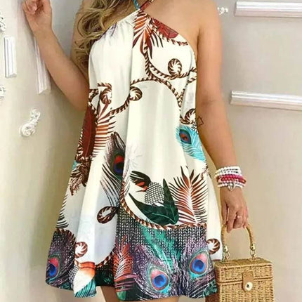 Women Halter Tropical Vacation Strap Mini Party Dress - Party Dress - Organza - Mad Fly Essentials