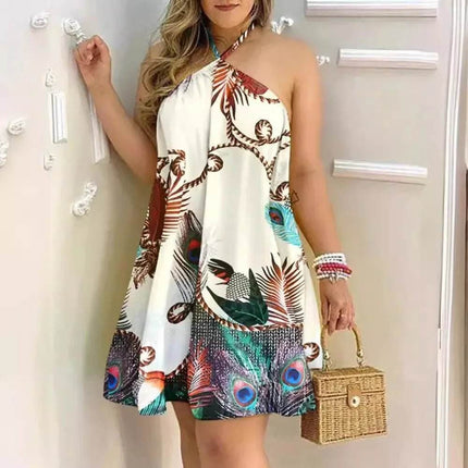 Women Halter Tropical Vacation Strap Mini Party Dress - Party Dress - Organza - Mad Fly Essentials