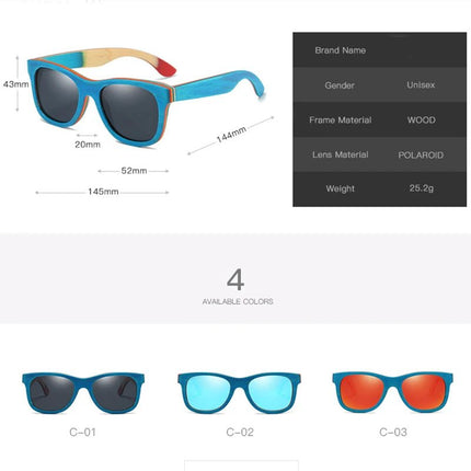 Women Sunglasses GM Blue Frame Bamboo UV400 Sunglasses - Women Sunglasses - GM - Mad Fly Essentials