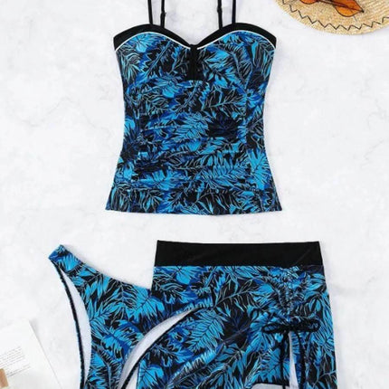 Women Tankini Blue Tie - Dye Beach Swimwear Set - Swimwear Set - Lyric - Mad Fly Essentials
