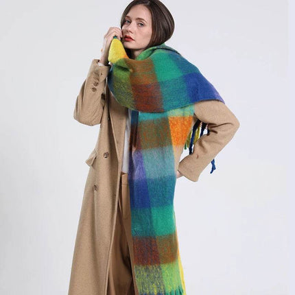 Women Thick Cashmere Rainbow Shawl Scarf - Scarf - RUNMEIFA - Mad Fly Essentials