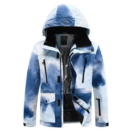 Women Tie - Dye Blue Hooded Ski Snowboarding Jacket - Jacket - Mioigee - Mad Fly Essentials