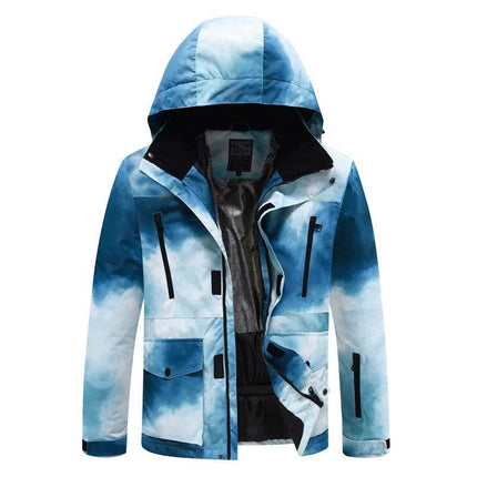 Women Tie - Dye Blue Hooded Ski Snowboarding Jacket - Jacket - Mioigee - Mad Fly Essentials