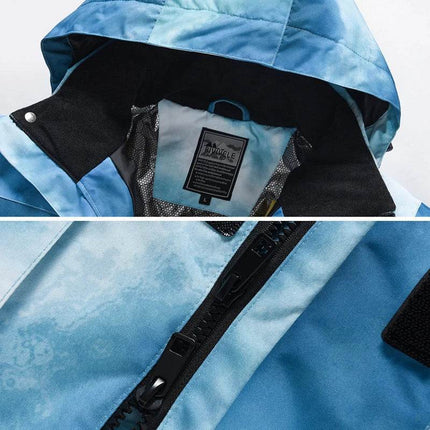 Women Tie - Dye Blue Hooded Ski Snowboarding Jacket - Jacket - Mioigee - Mad Fly Essentials