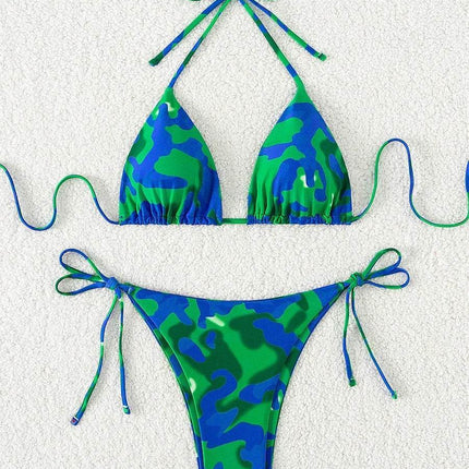 Women Tie Dye Micro Halter Swimsuit Bikini Set - Bikini Set - RUOTONGSEPT - Mad Fly Essentials