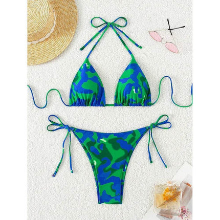 Women Tie Dye Micro Halter Swimsuit Bikini Set - Bikini Set - RUOTONGSEPT - Mad Fly Essentials
