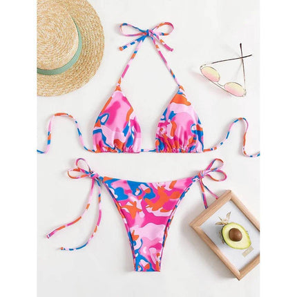 Women Tie Dye Micro Halter Swimsuit Bikini Set - Bikini Set - RUOTONGSEPT - Mad Fly Essentials