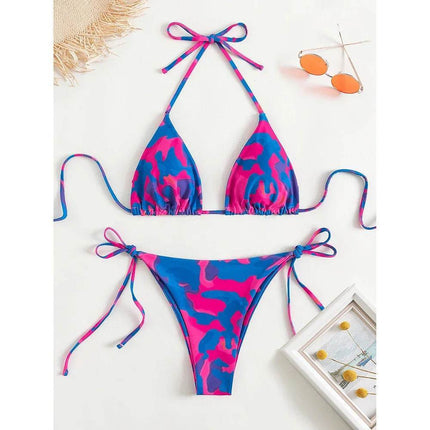 Women Tie Dye Micro Halter Swimsuit Bikini Set - Bikini Set - RUOTONGSEPT - Mad Fly Essentials