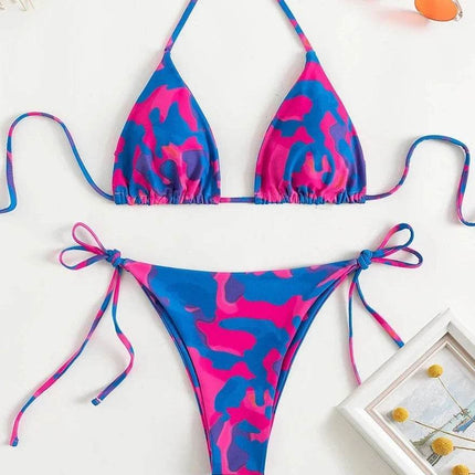 Women Tie Dye Micro Halter Swimsuit Bikini Set - Mad Fly Essentials
