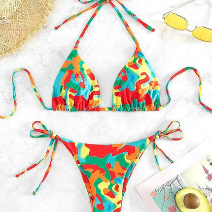 Women Tie Dye Micro Halter Swimsuit Bikini Set - Bikini Set - RUOTONGSEPT - Mad Fly Essentials