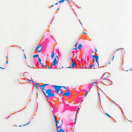 Women Tie Dye Micro Halter Swimsuit Bikini Set - Bikini Set - RUOTONGSEPT - Mad Fly Essentials