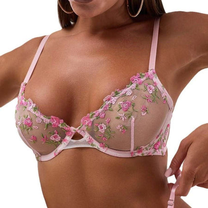 Women Transparent Embroidery Floral Lingerie Set - Lingerie Set - OMSJ - Mad Fly Essentials