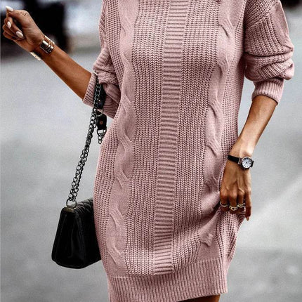 Women Turtleneck Long Solid Sweater Dress - Sweater Dress - LUSMAY - Mad Fly Essentials