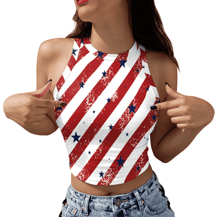Women USA Flag Striped Summer Tank Top - Tank Top - Myth - box - Mad Fly Essentials