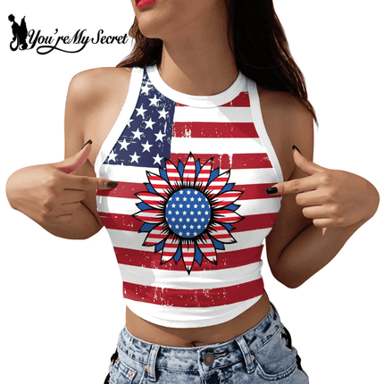 Women USA Flag Striped Summer Tank Top - Tank Top - Myth - box - Mad Fly Essentials