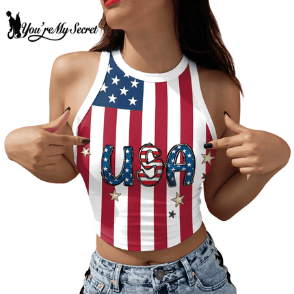 Women USA Flag Striped Summer Tank Top - Tank Top - Myth - box - Mad Fly Essentials