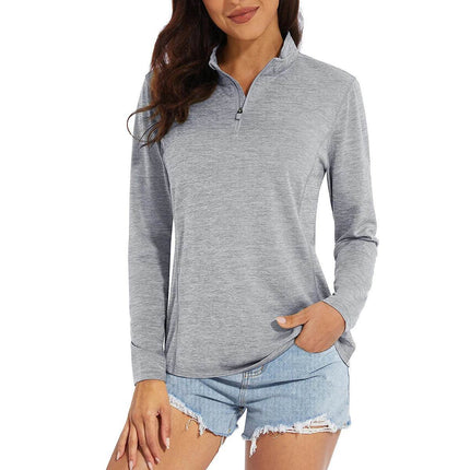Women UV Protection 1/4 Zip Long Hiking Tee Fitness Top - Fitness Top - MAGCOMSEN - Mad Fly Essentials