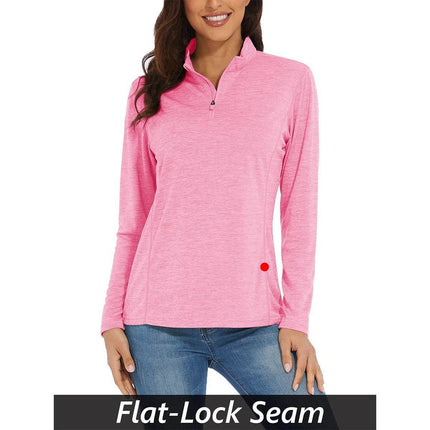Women UV Protection 1/4 Zip Long Hiking Tee Fitness Top - Fitness Top - MAGCOMSEN - Mad Fly Essentials