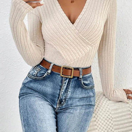 Women V - Neck Knitted Solid Romper - Romper - OMSJ - Mad Fly Essentials