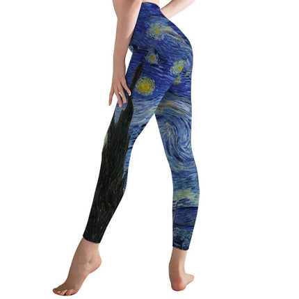 Women Van Gogh Starry Sky 3D Fitness Leggings - Fitness Leggings - FCCEXIO - Mad Fly Essentials