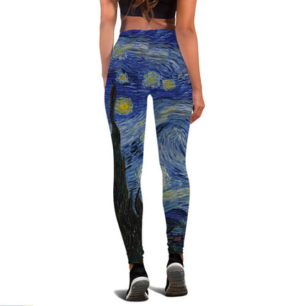 Women Van Gogh Starry Sky 3D Fitness Leggings - Fitness Leggings - FCCEXIO - Mad Fly Essentials