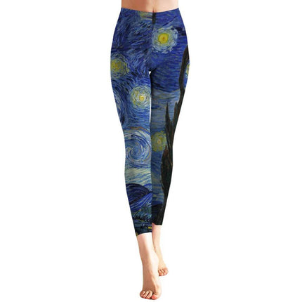 Women Van Gogh Starry Sky 3D Fitness Leggings - Fitness Leggings - FCCEXIO - Mad Fly Essentials