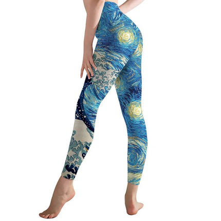 Women Van Gogh Starry Sky 3D Fitness Leggings - Fitness Leggings - FCCEXIO - Mad Fly Essentials