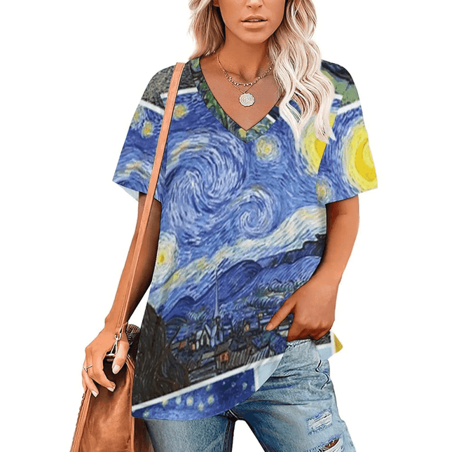 Women 3D Vincent Van Gogh Collage Shirt - Shirt - ARTGAT - Mad Fly Essentials