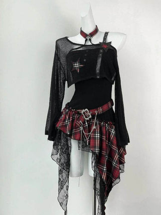 Women Vintage Gothic 2pc Mini Dress - Mad Fly Essentials