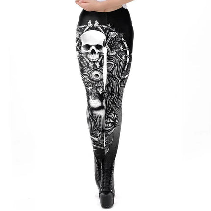 Women Vintage Gothic Floral Punk 3D Fitness Leggings - Fitness Leggings - FCCEXIO - Mad Fly Essentials