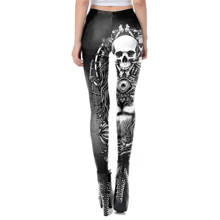 Women Vintage Gothic Floral Punk 3D Fitness Leggings - Fitness Leggings - FCCEXIO - Mad Fly Essentials