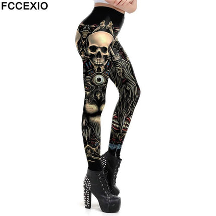 Women Vintage Gothic Floral Punk 3D Fitness Leggings - Fitness Leggings - FCCEXIO - Mad Fly Essentials