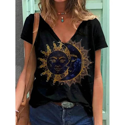 Women Vintage Sun - Moon Plus Short Shirt - Shirt - Dream Girl - Mad Fly Essentials