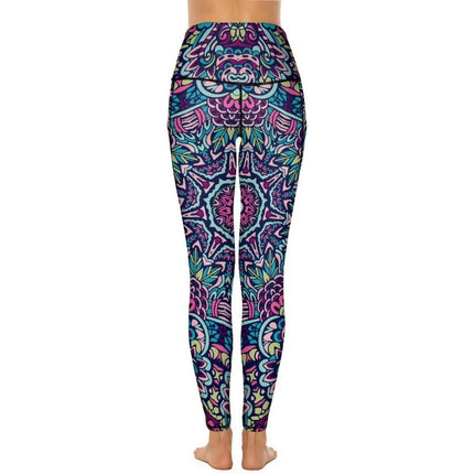 Women Vintage Tribal Floral Yoga Pants - Mad Fly Essentials