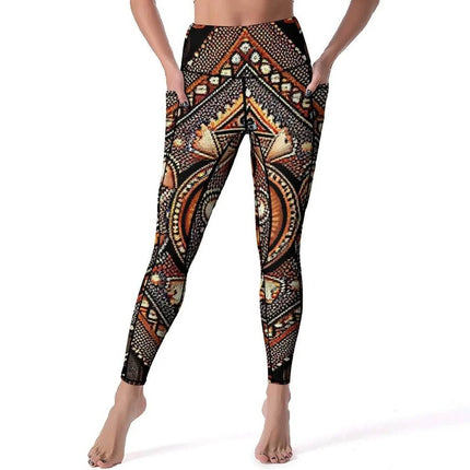Women Vintage Tribal Floral Yoga Pants - Mad Fly Essentials