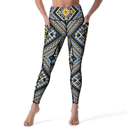 Women Vintage Tribal Floral Yoga Pants - Mad Fly Essentials