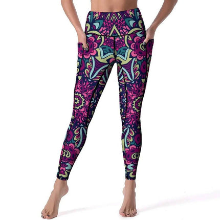 Women Vintage Tribal Floral Yoga Pants Fitness Leggings - Fitness Leggings - VF Fashion - Mad Fly Essentials
