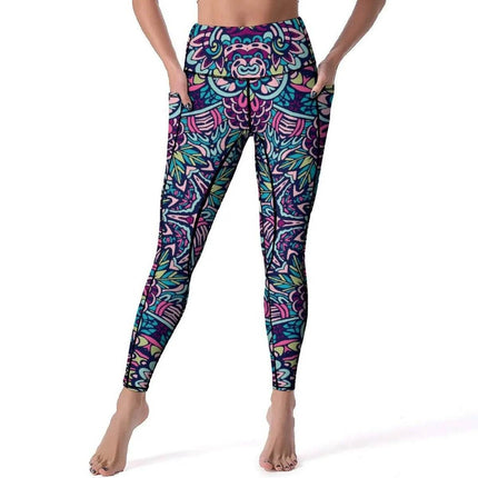 Women Tribal Floral Fitness Leggings - Mad Fly Essentials
