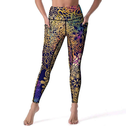 Women Vintage Tribal Floral Yoga Pants - Mad Fly Essentials