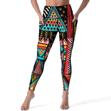 Women Vintage Tribal Floral Yoga Pants - Mad Fly Essentials