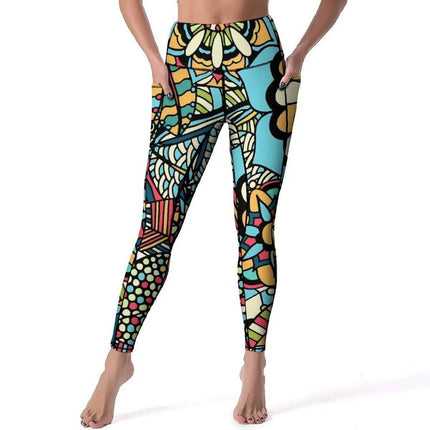 Women Vintage Tribal Floral Yoga Pants - Mad Fly Essentials