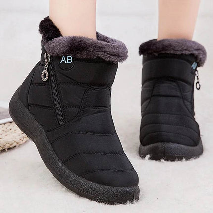 Women Waterproof Round Toe Zip Ankle Boots - Boots - HAJINK - Mad Fly Essentials
