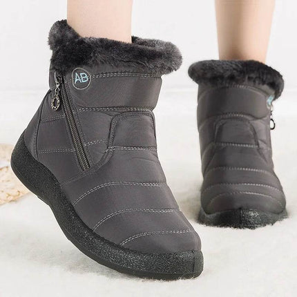Women Waterproof Round Toe Zip Ankle Boots - Boots - HAJINK - Mad Fly Essentials