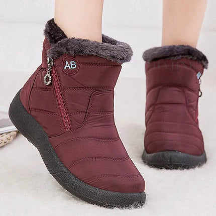 Women Waterproof Round Toe Zip Ankle Boots - Boots - HAJINK - Mad Fly Essentials