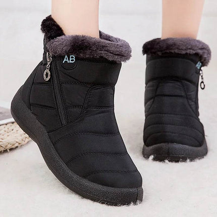 Women Waterproof Round Toe Zip Ankle Boots - Boots - HAJINK - Mad Fly Essentials