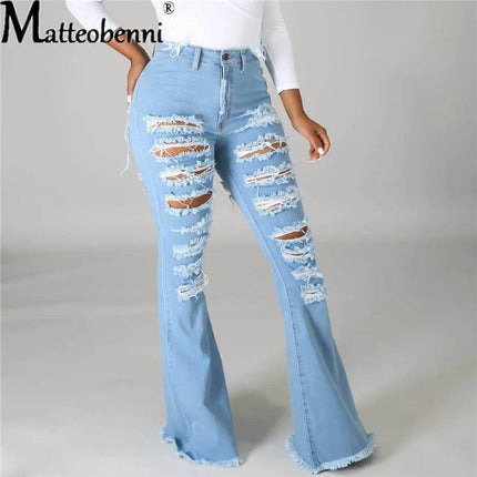 Women Western Fashion High Denim Jeans - Jeans - Matteobenni - Mad Fly Essentials