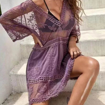 Women White Beach Cover-Up Swimwear Set - Mad Fly Essentials