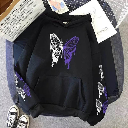 Women White Butterfly Gothic Hoodies - Hoodies - Ayhoog - Mad Fly Essentials
