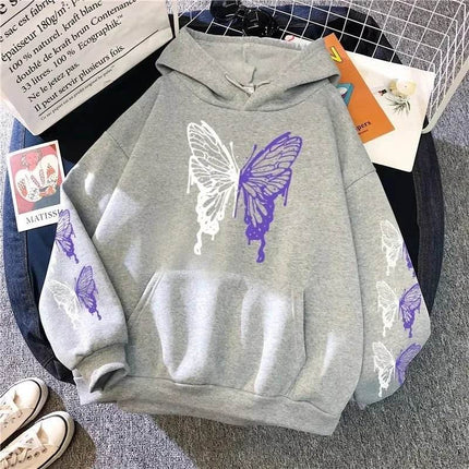 Women White Butterfly Gothic Hoodies - Hoodies - Ayhoog - Mad Fly Essentials