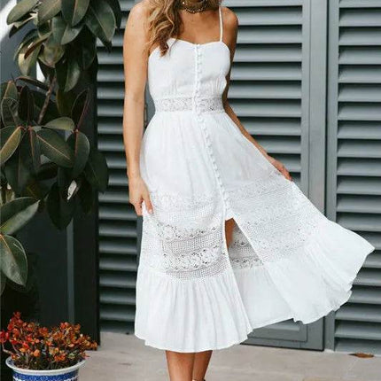 Women White Sleeveless Bohemian Maxi Party Dress - Party Dress - Emmababy - Mad Fly Essentials